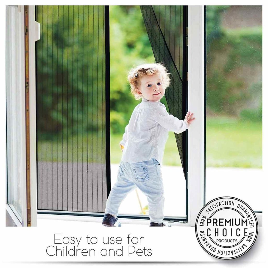 MAGIC CURTAIN DOOR MESH MAGNETIC HANDS FREE FLY MOSQUITO BUG INSECT SCREEN BLACK 